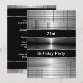 シルバーブラックストライプバースマン21歳 招待状 (正面/裏面)