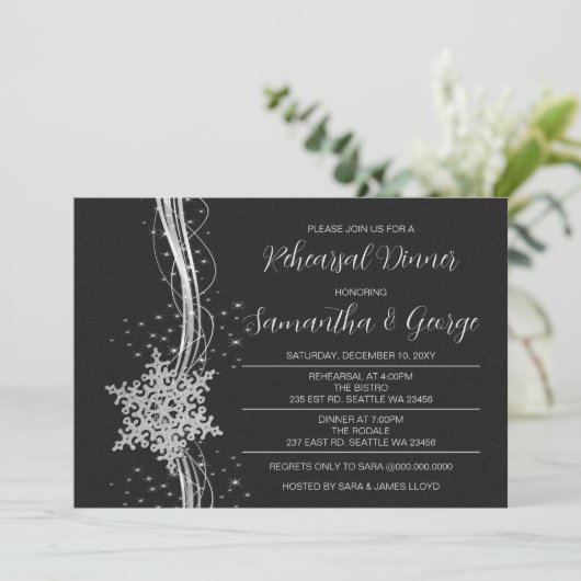 シルバーブラックスノーフレークスウィンターリハーサルディナー 招待状 (スタンド正面)