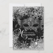 シルバーブラックスノーフレークマスクマスカレードスウィート16 招待状 (正面)