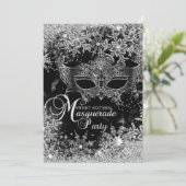 シルバーブラックスノーフレークマスクマスカレードスウィート16 招待状 (スタンド正面)