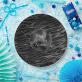 シルバーブラックスパークルゼブラプリント ペーパープレート (パーティー)