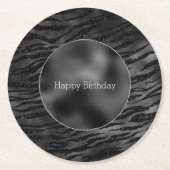 シルバーブラックスパークルゼブラプリント ラウンドペーパーコースター (正面)