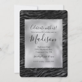 シルバーブラックスパークルゼブラプリント 招待状