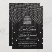 シルバーブラックダイヤモンドお誕生日ケーキスイート16 招待状 (正面/裏面)