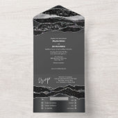 シルバーブラックダイヤモンドグリッター大理石エレガントブライダル オールインワン招待状 (内側)