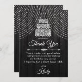 シルバーブラックダイヤモンドケーキ誕生パーティー サンキューカード (正面/裏面)