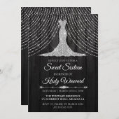 シルバーブラックダイヤモンドドレススウィート16 招待状 (正面/裏面)