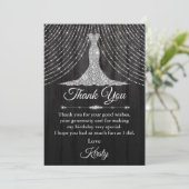 シルバーブラックダイヤモンドドレス誕生パーティー サンキューカード (スタンド正面)