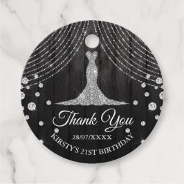 シルバーブラックダイヤモンドドレス誕生日パーティー フェイバータグ