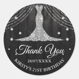 シルバーブラックダイヤモンドドレス誕生日 ラウンドシール