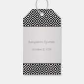 シルバーブラックダイヤモンドパターンバー(ユダヤ教の)バル・ミツバーギフトラベル ギフトタグ (裏面)