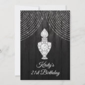 シルバーブラックダイヤモンド香料ボトル誕生日 招待状 (裏面)