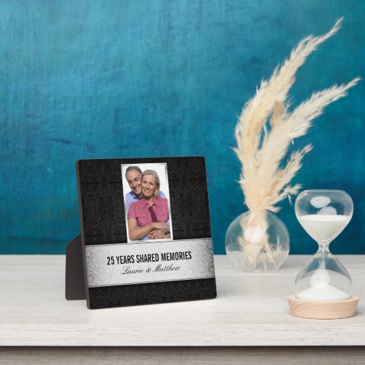 シルバーブラックダマスク写真枠25周年記念 フォトプラーク (インサイチュ)