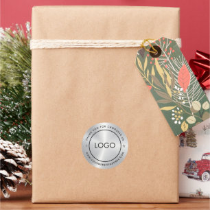 シルバーブラックテクスチャカスタムタイポグラフィ ラウンドシール