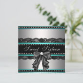 シルバーブラックテールブルースウィート16バースデーパーティー 招待状 (スタンド正面)