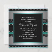 シルバーブラックテールブルースウィート16バースデーパーティー 招待状 (裏面)