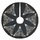 シルバーブラックトライアングルらせん状ケルト結び目模様デザイン ブラッシュドポリエステルツリースカート (正面)