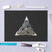 シルバーブラックトライアングルらせん状ケルト結び目模様デザイン 薄葉紙 (クラフト)
