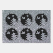 シルバーブラックドーブクリスマスツリー ラッピングペーパーシート (正面2)