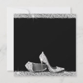 シルバーブラックハイヒールモダン50th誕生日スクエア 招待状 (裏面)