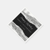 シルバーブラックハッピーバースデー紙ナプキン スタンダードカクテルナプキン (角)