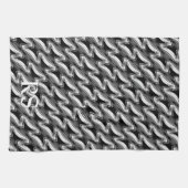 シルバーブラックパターン:モノグラムキッチンデコール キッチンタオル (横)