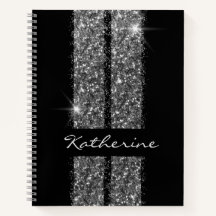 シルバーブラックパーソナライズされたグリッターレースストライプ