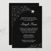 シルバーブラックフォールリングスターズバルミツワー 招待状 (正面/裏面)