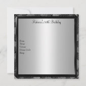 シルバーブラックフローラフォトフレーム50誕生日2 招待状 (裏面)