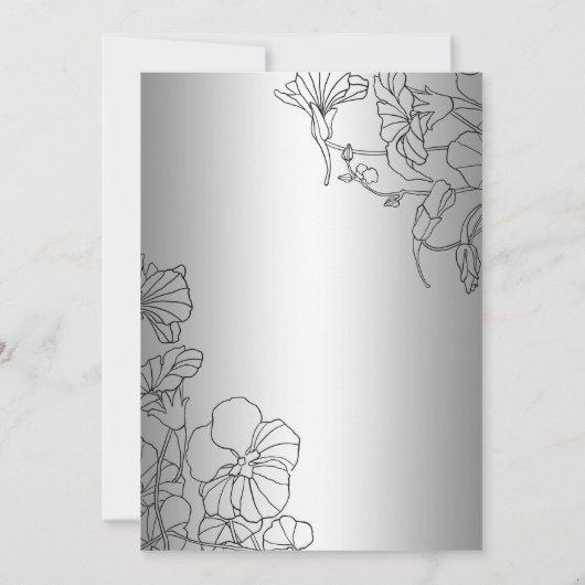 シルバーブラックフローラ40歳の誕生日パーティー 招待状 (裏面)