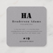 シルバーブラックマウンテンズ抽象芸術シグネチャーモノグラム スクエア名刺 (裏面)