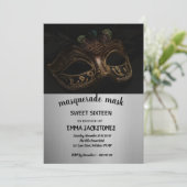 シルバーブラックマスカレードマスクスウィート16 15誕生日 招待状 (スタンド正面)