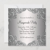 シルバーブラックマスクマスカレードパーティー 招待状 (裏面)