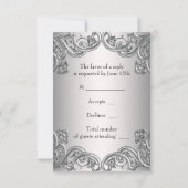 シルバーブラックマスクマスカレードパーティーRSVP 出欠カード (裏面)