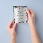 シルバーブラックメタルバジェット結婚式招待状 チラシ (手)