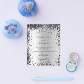 シルバーブラックメタルバジェット結婚式招待状 チラシ (シングル)