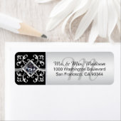 シルバーブラックモノグラムエンベロープ差出人住所 ラベル (インサイチュ)