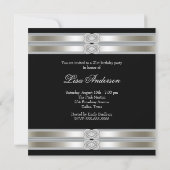 シルバーブラック女性21歳パーティー 招待状 (裏面)