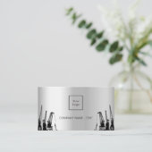 シルバーブラック建築写真契約者ロゴQR 名刺 (スタンド正面)