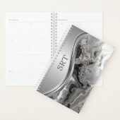 シルバーブラック流体アートメタルモノグラムの プランナー手帳 (ディスプレー)