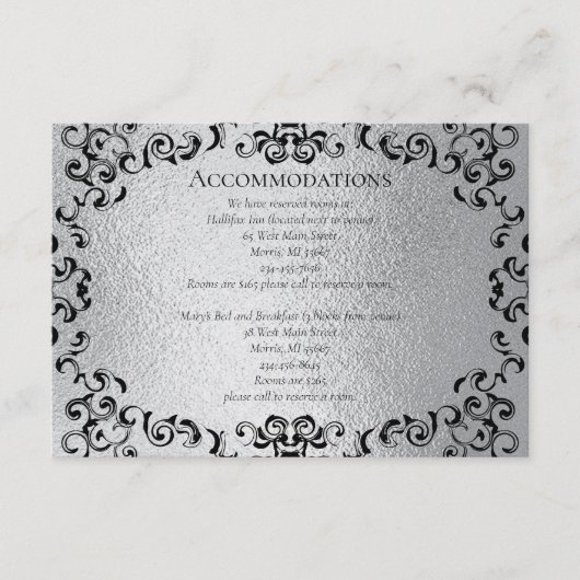 シルバーブラック渦巻きゴシッ結婚クス エンクロージャーカード (正面)