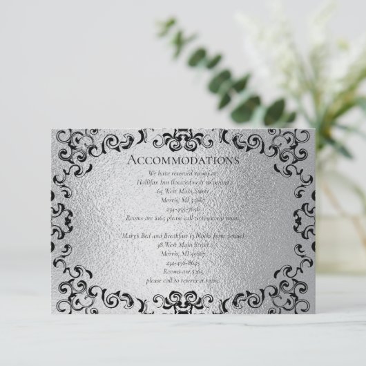 シルバーブラック渦巻きゴシッ結婚クス エンクロージャーカード (スタンド正面)