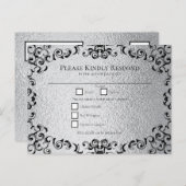 シルバーブラック渦巻きゴシッ結婚クス シーズンポストカード (正面/裏面)