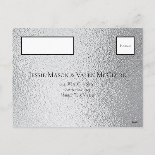 シルバーブラック渦巻きゴシッ結婚クス シーズンポストカード (裏面)