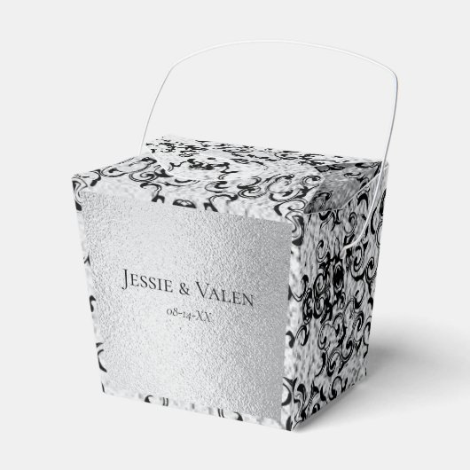 シルバーブラック渦巻きゴシッ結婚クス フェイバーボックス (正面サイド)