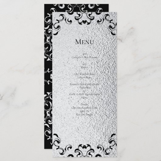 シルバーブラック渦巻きゴシッ結婚クス メニュー (正面/裏面)