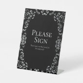 シルバーブラック渦巻きゴシッ結婚クス 台座サイン (正面)