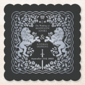 シルバーブラック王室のライオン中世結婚剣 ペーパーコースター (正面)