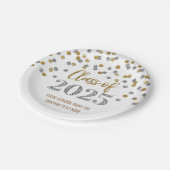 シルバーブラック紙吹雪卒業2025 ペーパープレート (アングル)