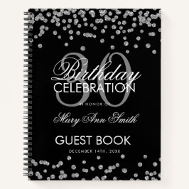 シルバーブラック紙吹雪30th Birthday Guestbook ノートブック